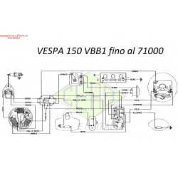 IMPIANTO ELETTRICO PER VESPA 150 VBA1T E VESPA 150 VBB1T FINO AL TELAIO 71000 PRODOTTO ITALIANO ARTIGIANALE