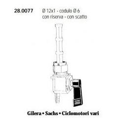 RUBINETTO BENZINA CICLOMOTORE ATTACCO M12X1 USCITA DRITTA CODOLO 6MM