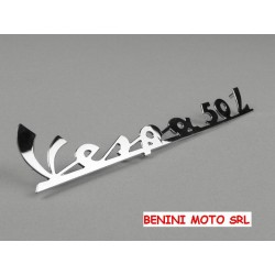 SCRITTA TARGHETTA POSTERIORE IN ALLUMINIO LUCIDATO PER VESPA 50 L LUNGA 155 MM