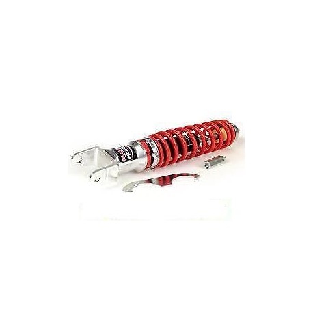 AMMORTIZZATORE POSTERIORE CROMATO E ROSSO CARBONE HI-TECH REGOLABILE PER VESPA 50 125 PRIMAVERA ET3 SPRINT RALLY TS PX PE