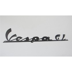 SCRITTA TARGHETTA ANTERIORE"VESPA G.L." IN ALLUMINIO NERA LUNGHEZZA 165MM