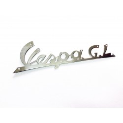 SCRITTA TARGHETTA ANTERIORE"VESPA G.L." IN ALLUMINIO CROMATA LUNGHEZZA 135MM