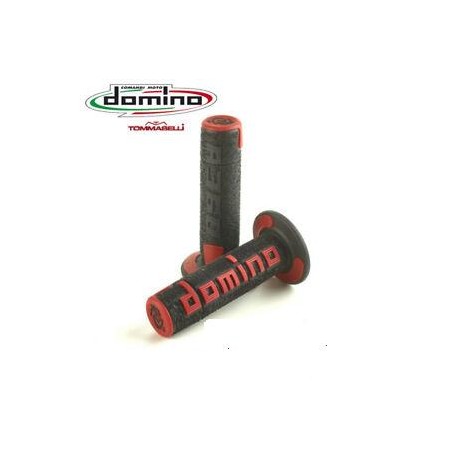 COPPIA MANOPOLE DOMINO OFFROAD "A360" NERO/ROSSO
