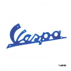 TARGHETTA SCRITTA ANTERIORE "VESPA" IN ALLUMINIO VERNICIATA NERA LUNGHEZZA 105MM
