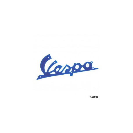 TARGHETTA SCRITTA ANTERIORE "VESPA" IN ALLUMINIO VERNICIATA NERA LUNGHEZZA 105MM