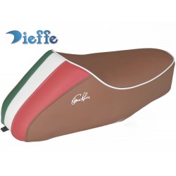 SELLA CON GOBBA DI COLORE MARRONE CUOIO PER VESPA 50 90 N L R SPECIAL
