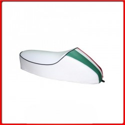 SELLA CON GOBBA BIANCA BORDO NERO PER VESPA 50 N L R SPECIAL