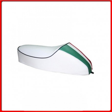 SELLA CON GOBBA BIANCA BORDO NERO PER VESPA 50 N L R SPECIAL