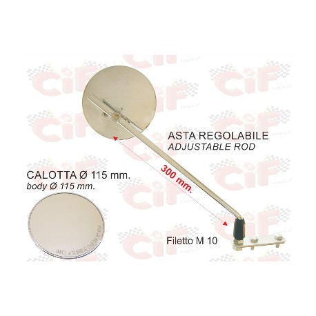 SPECCHIO RETROVISORE  REGOLABILE CROMATO SX/DX UNIVERSALE VESPA