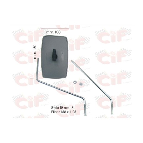 KIT SPECCHIO SX/DX GRIGIO PIAGGIO APE 50 APE P50 APE MPV 500-550-600 P501-P601V APE CAR APE CAR P2