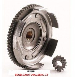 COPPIA TRASMISSIONE CAMPANA FRIZIONE IN FERRO DENTI ELICOIDALI Z 18-67 PER VESPA 50 90 125 N L R SPECIAL ET3 PRIMAVERA